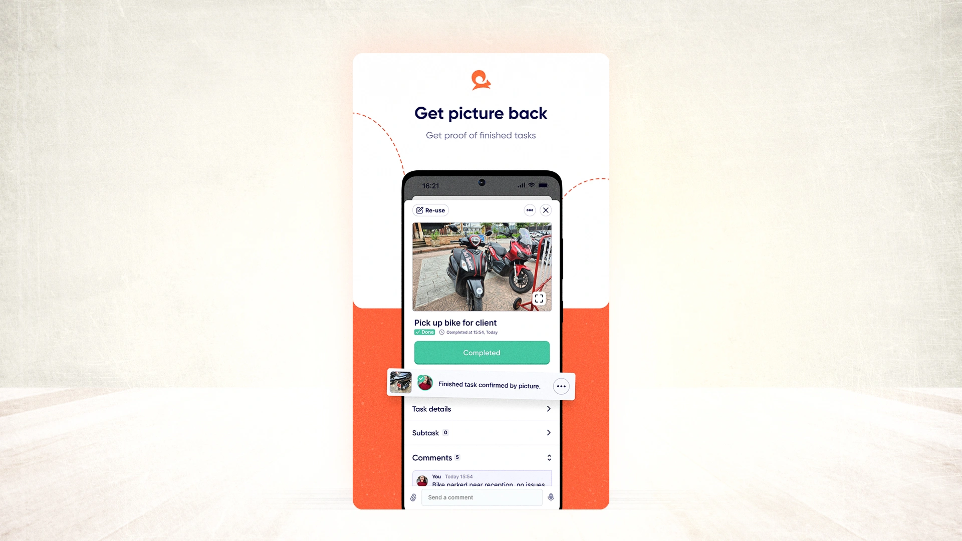 Get proof of finished work/tasks view