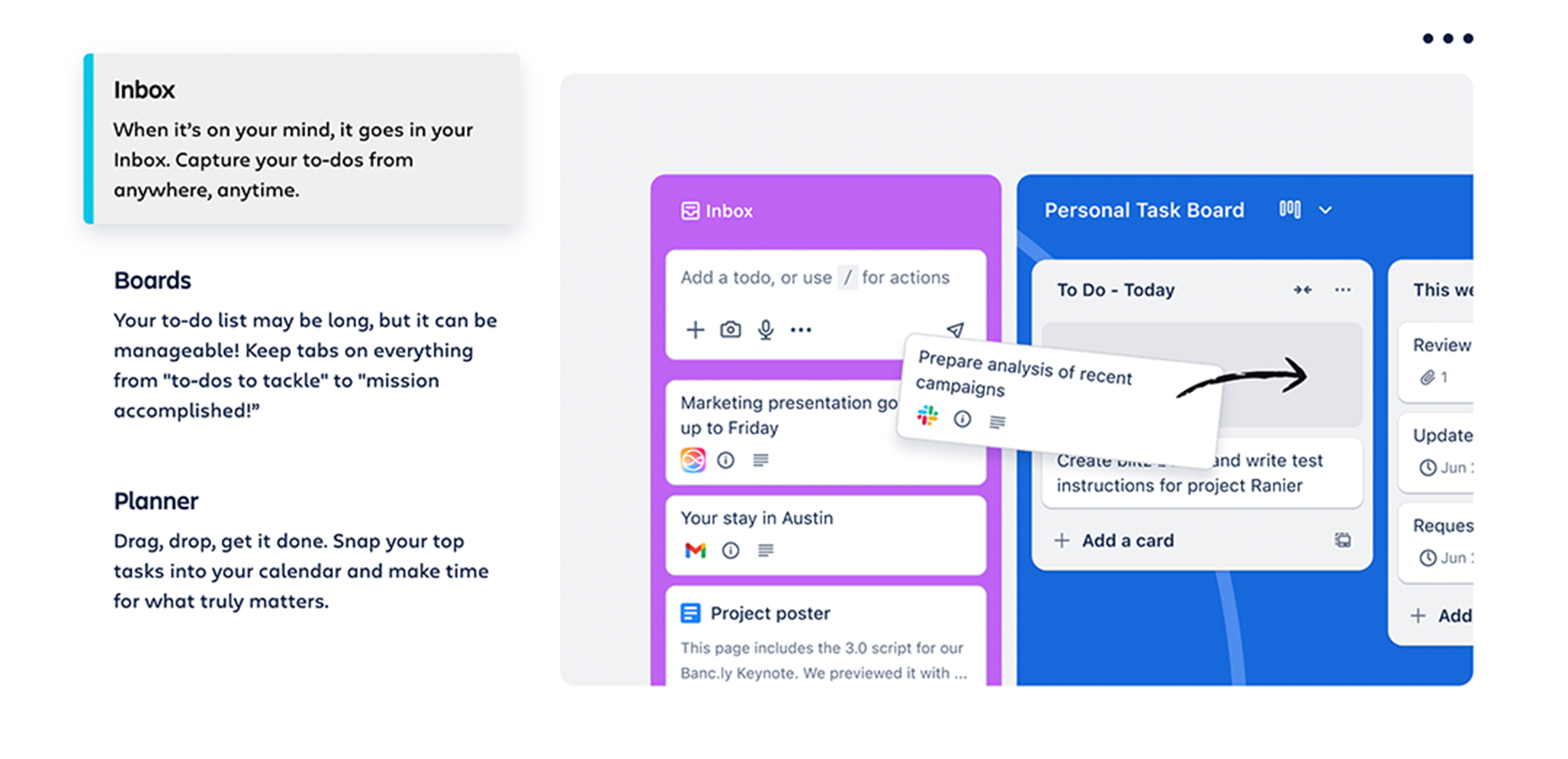 Trello kanban board interface with cards and lists