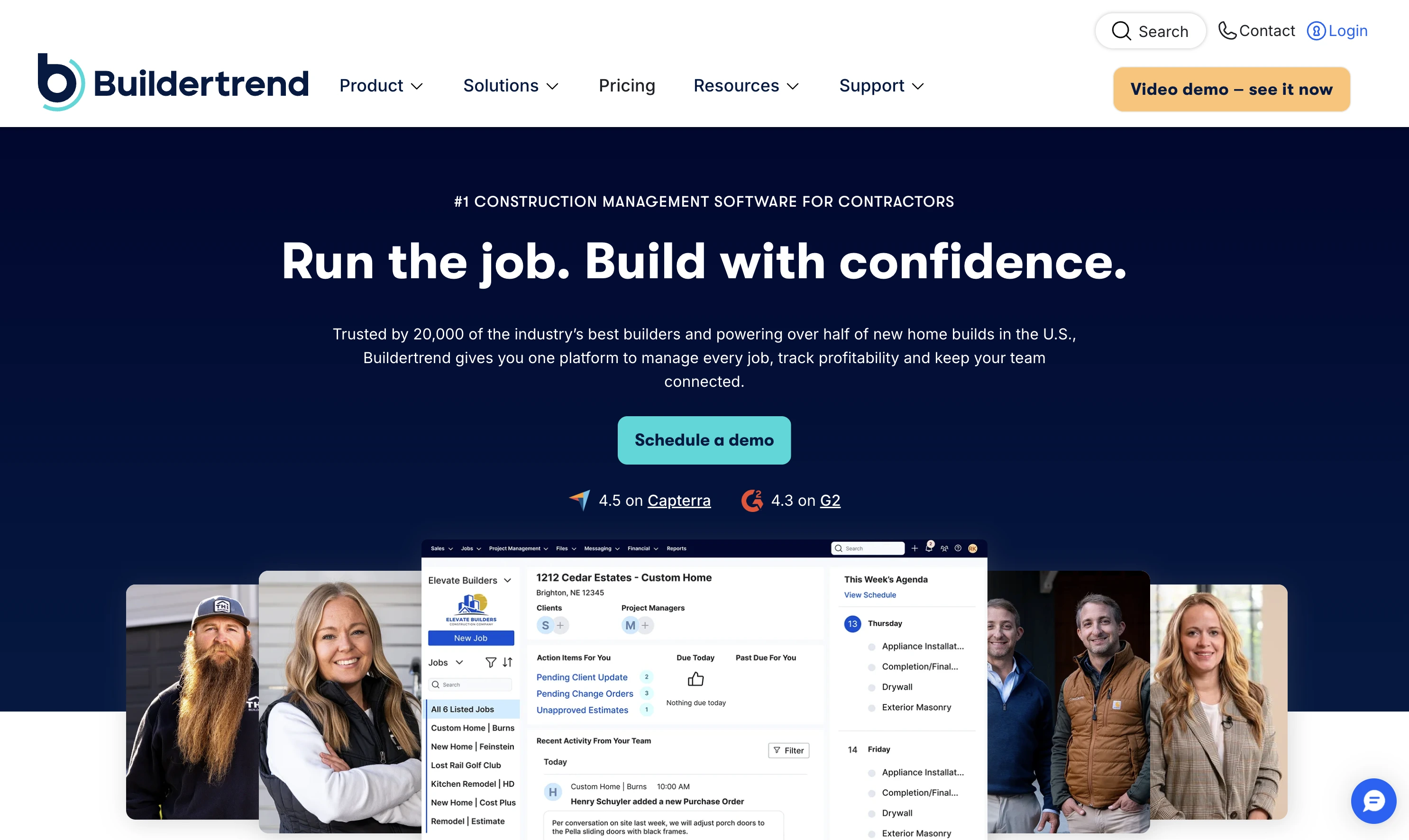 Buildertrend construction project management dashboard
