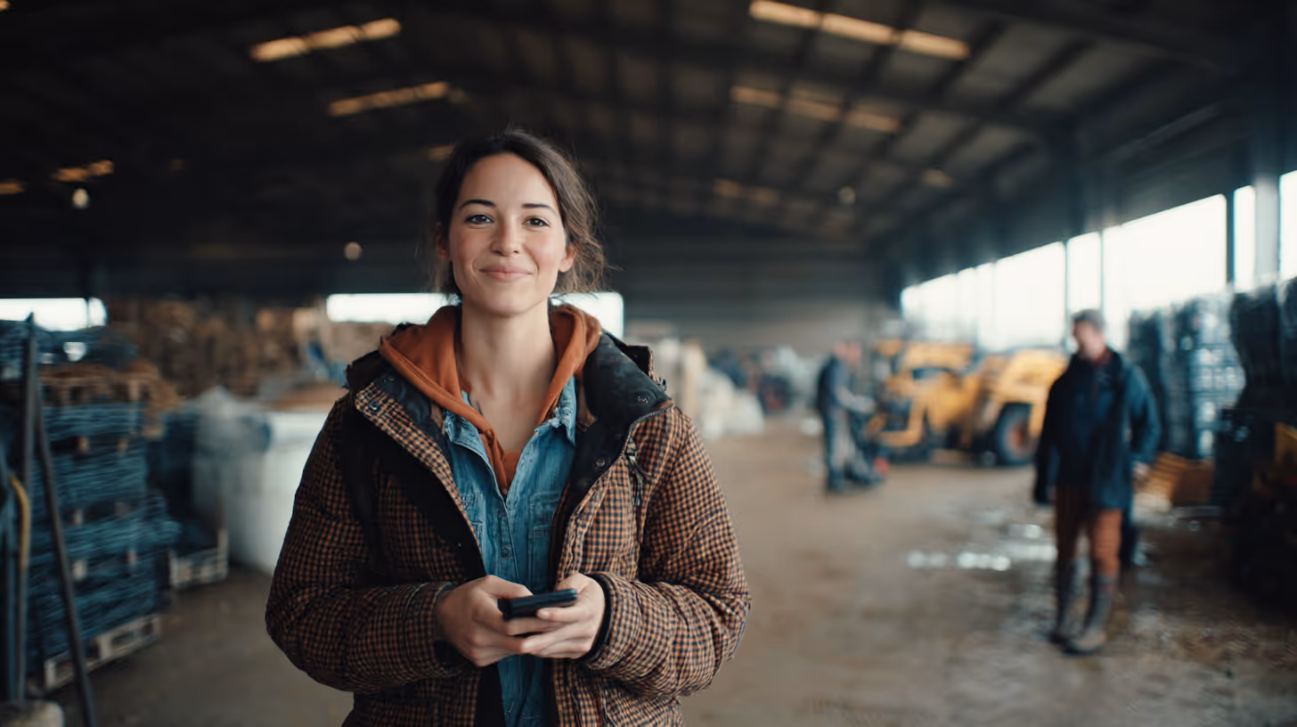 Farmer receiving photo proof of completed tasks in livestock management software