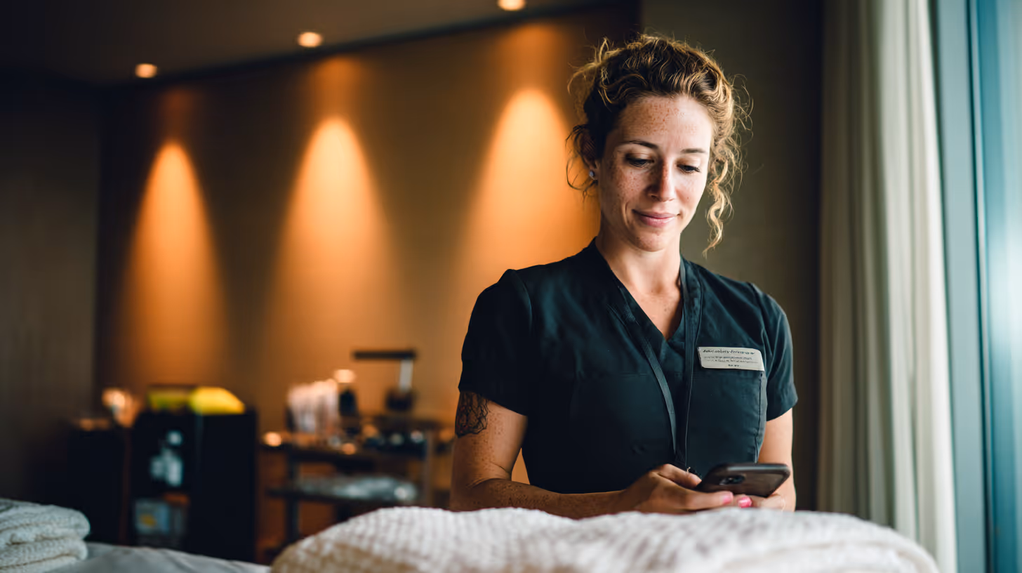 Cleaner following a picture checklist in an Airbnb cleaning schedule app