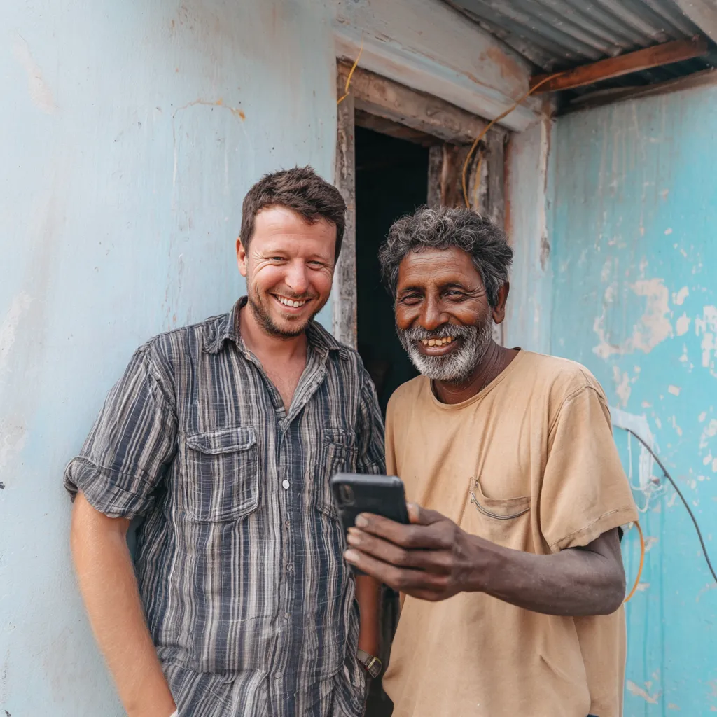 Expat assigning picture-based tasks to local workers in an app for expats
