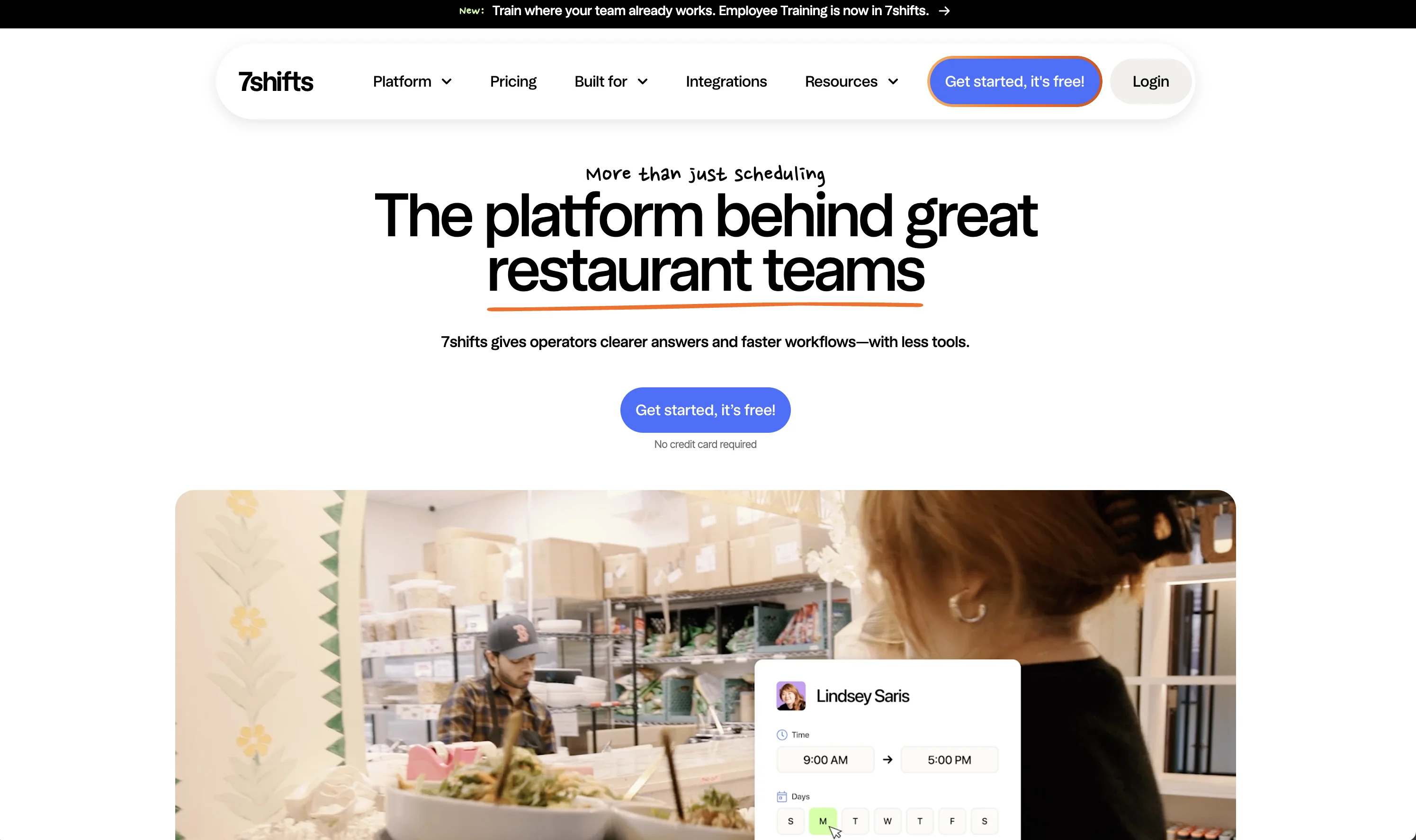 7shift website view