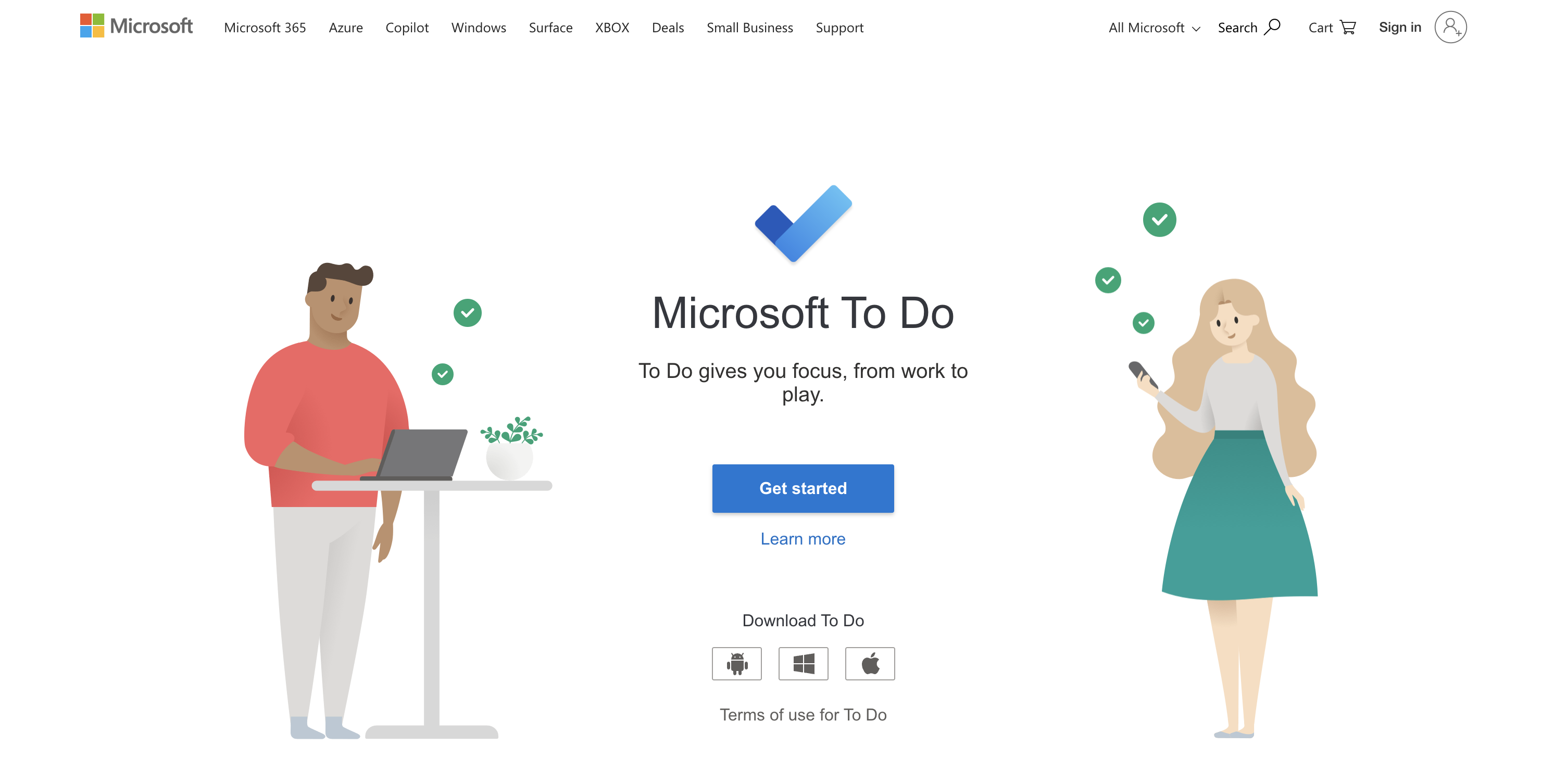 Microsoft To Do website view
