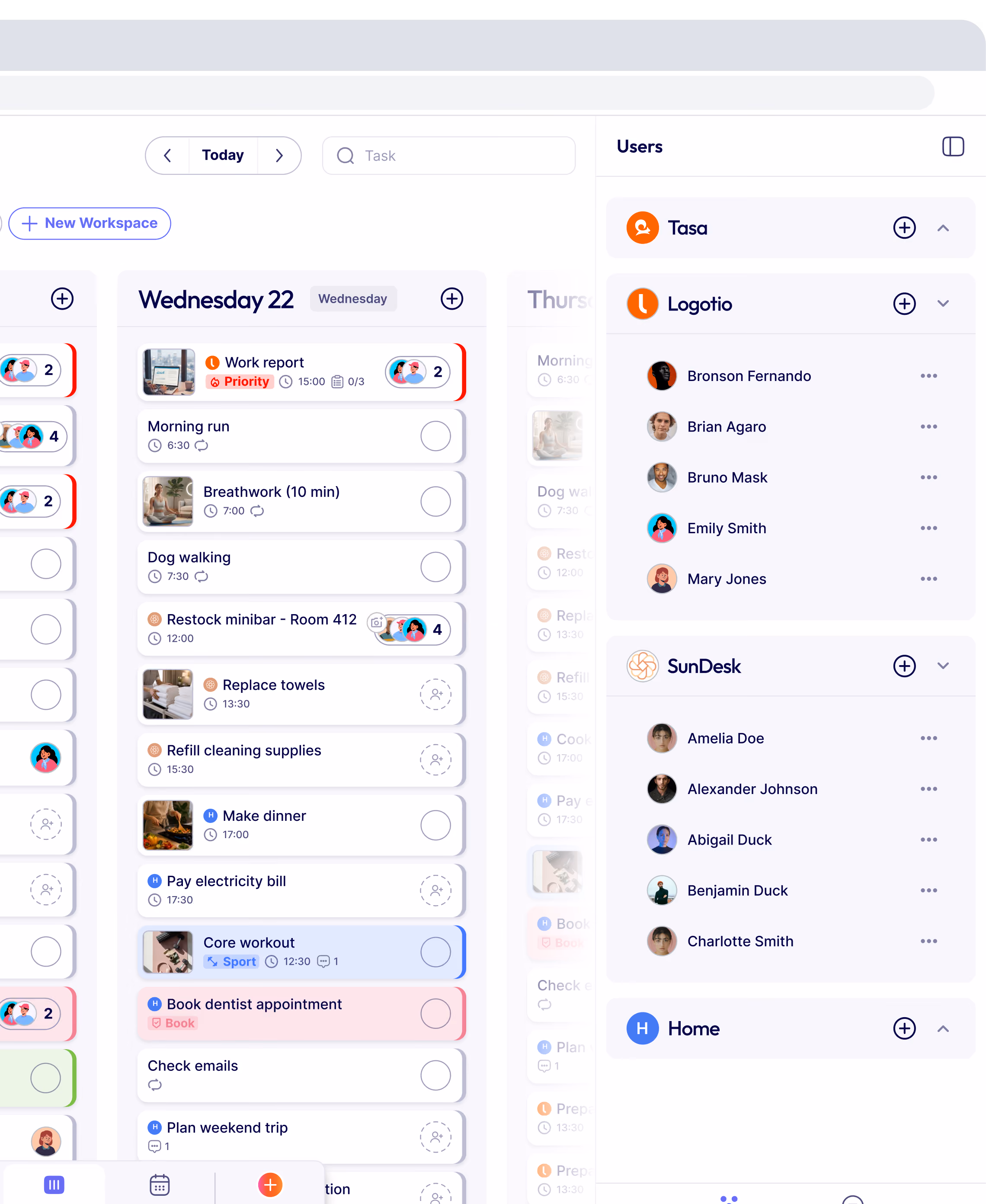 Tasa web based user interface view